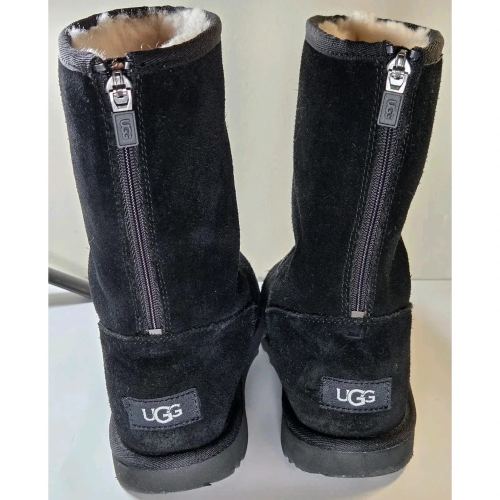 UGG KIDS LIL SUNSHINE II BOOT BALCK SUEDE WOOL LINED ZIP‎ UP LITTLE KID